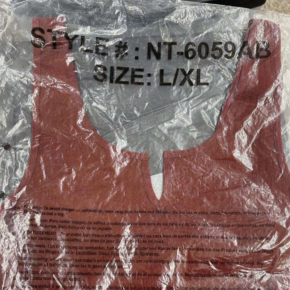 NEW Zenana SOLID RUST Ribbed Seamless Crop Tank L/XL NEW